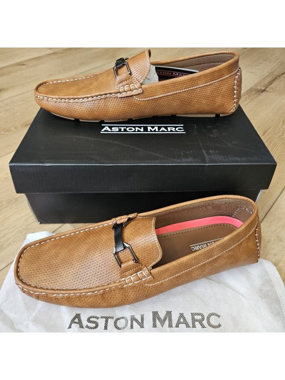 Aston Marc Mens Driving Shoe Loafer Tan Size 13 M Old Money Preppy Charter-01